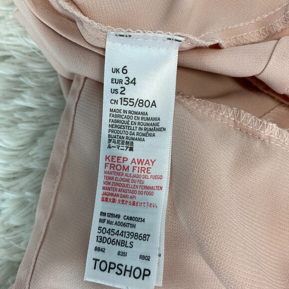 TOPSHOP Light Pink Keyhole Cut Out Open Back 3/4 Wide Sleeve Blouse Size 2 - Picture 7 of 11